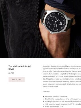 Mallory Noir Dress Watch - Black and Silver